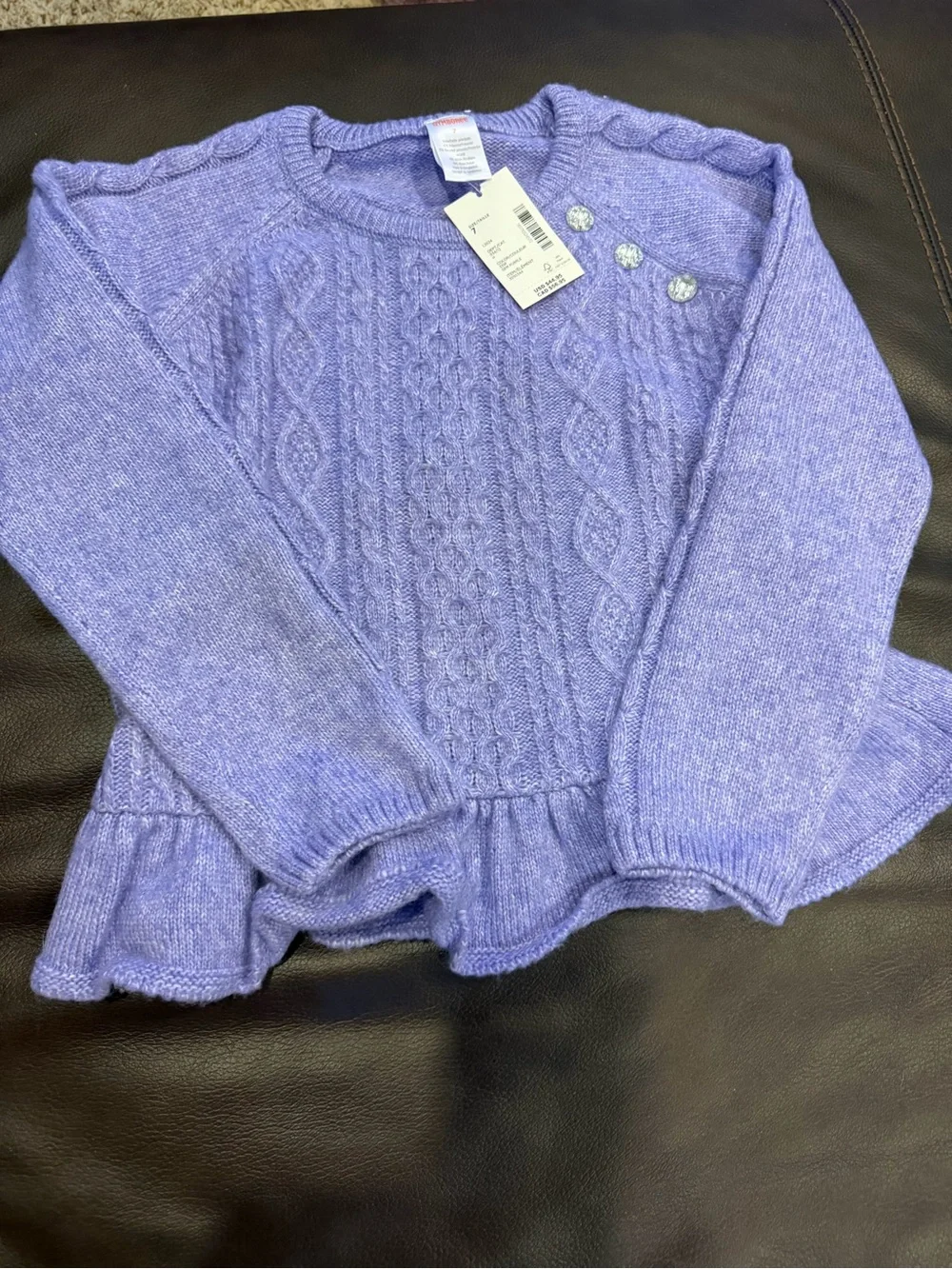 Gymboree Lavender Cable Knit Ruffle Hem Sweater
